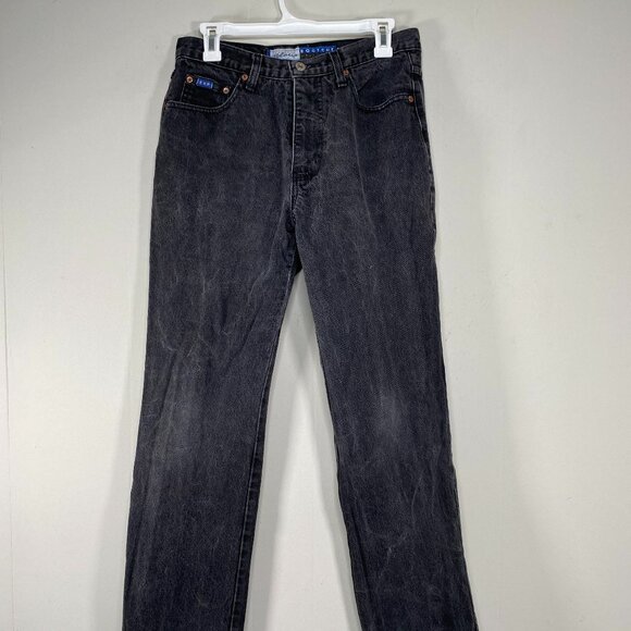 Vintage Express Bleus Bootcut Denim Jeans Women's 9/10 High Rise Black USA VTG - Picture 1 of 15